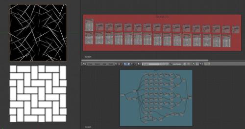 Tileable Scratches and Brick node setups.
