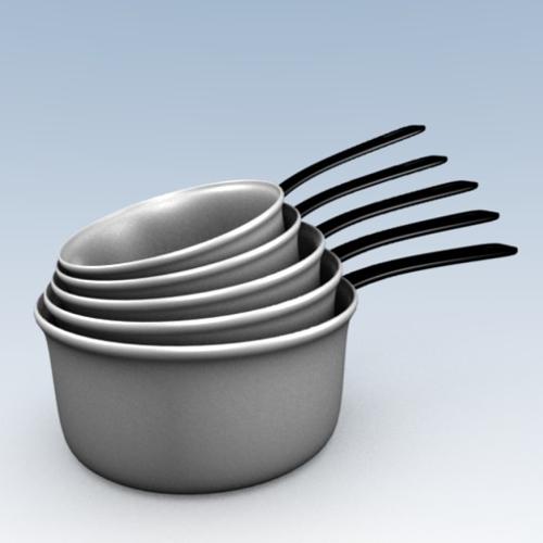very simple lowpoly set of pans