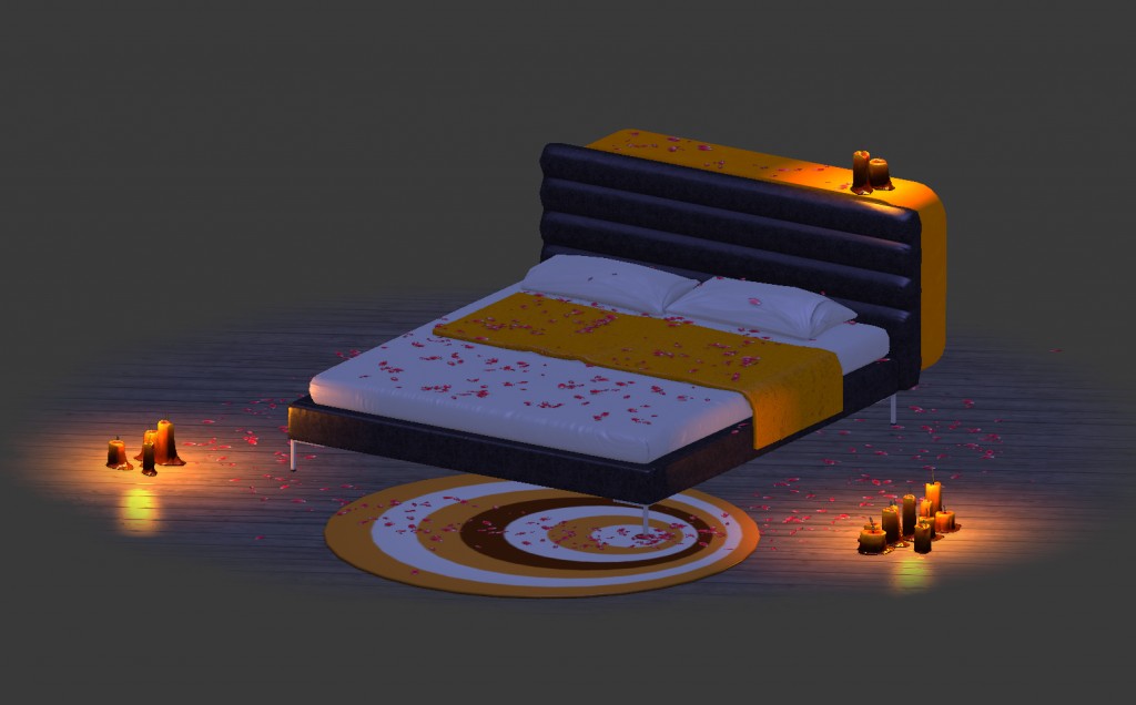Bed with candles