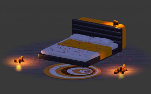 Bed with candles