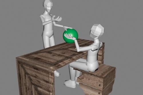 Person (standing) paying a vendor (sitting)