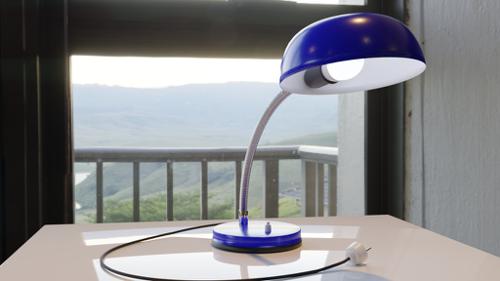 Flexible blue desk lamp