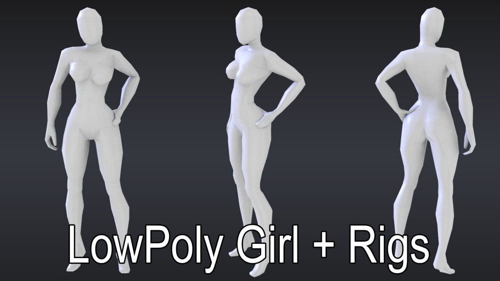 LowPoly Girl + Rigs