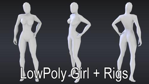 LowPoly Girl + Rigs