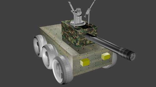low-poly creative wheeled tank with commander (textured)