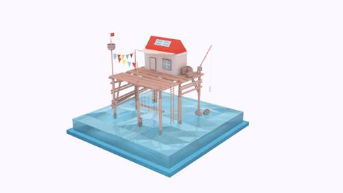Low Poly Water Shack