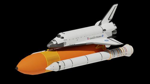 Space Shuttle Side Boosters And Fuel Tank LOW POLY