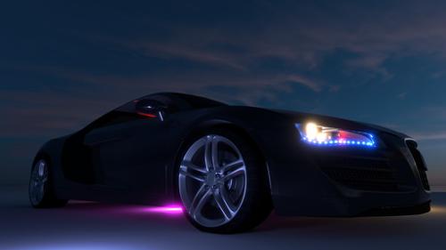 Black Audi R8 High Poly Model