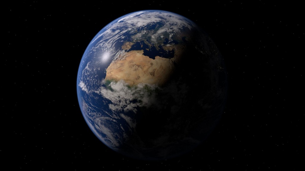Earth (with clouds, atmosphere and city lights)