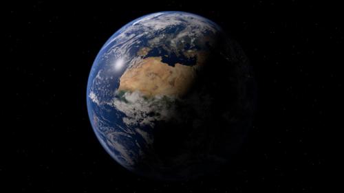Earth (with clouds, atmosphere and city lights)