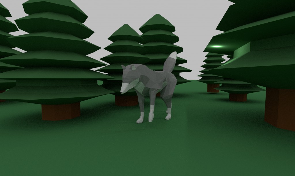 low poly wolf