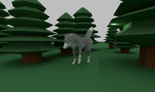 low poly wolf