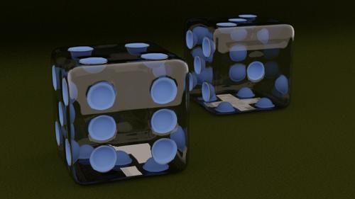 pair of glass dice with inset spots