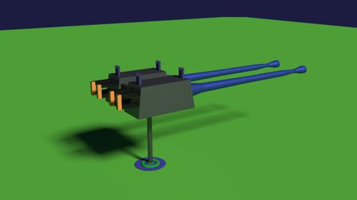 Twin Machine Gun Rendered In Cycles