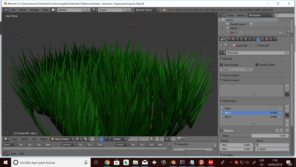 Simple grass textured and animated for games