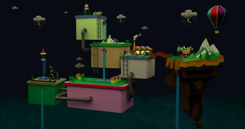 Floating island Low Poly