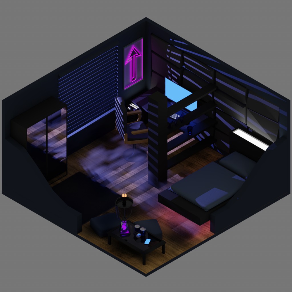 Isometric night scene