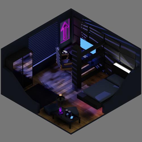 Isometric night scene