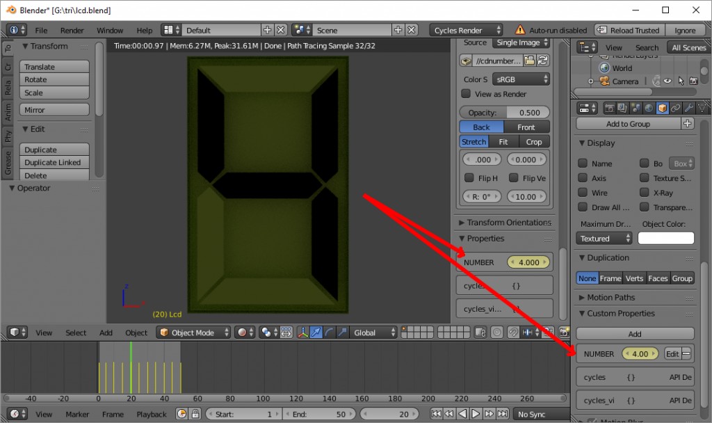 A simple LCD display. Animated with a property
