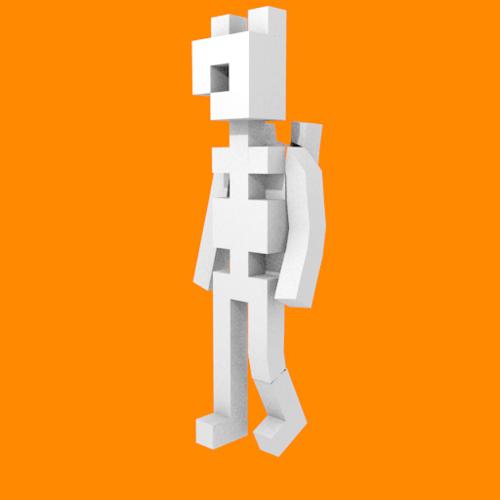Low poly voxel character rigged