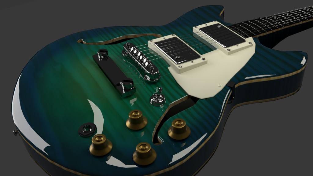 Stylised Gibson Es-335 3D model