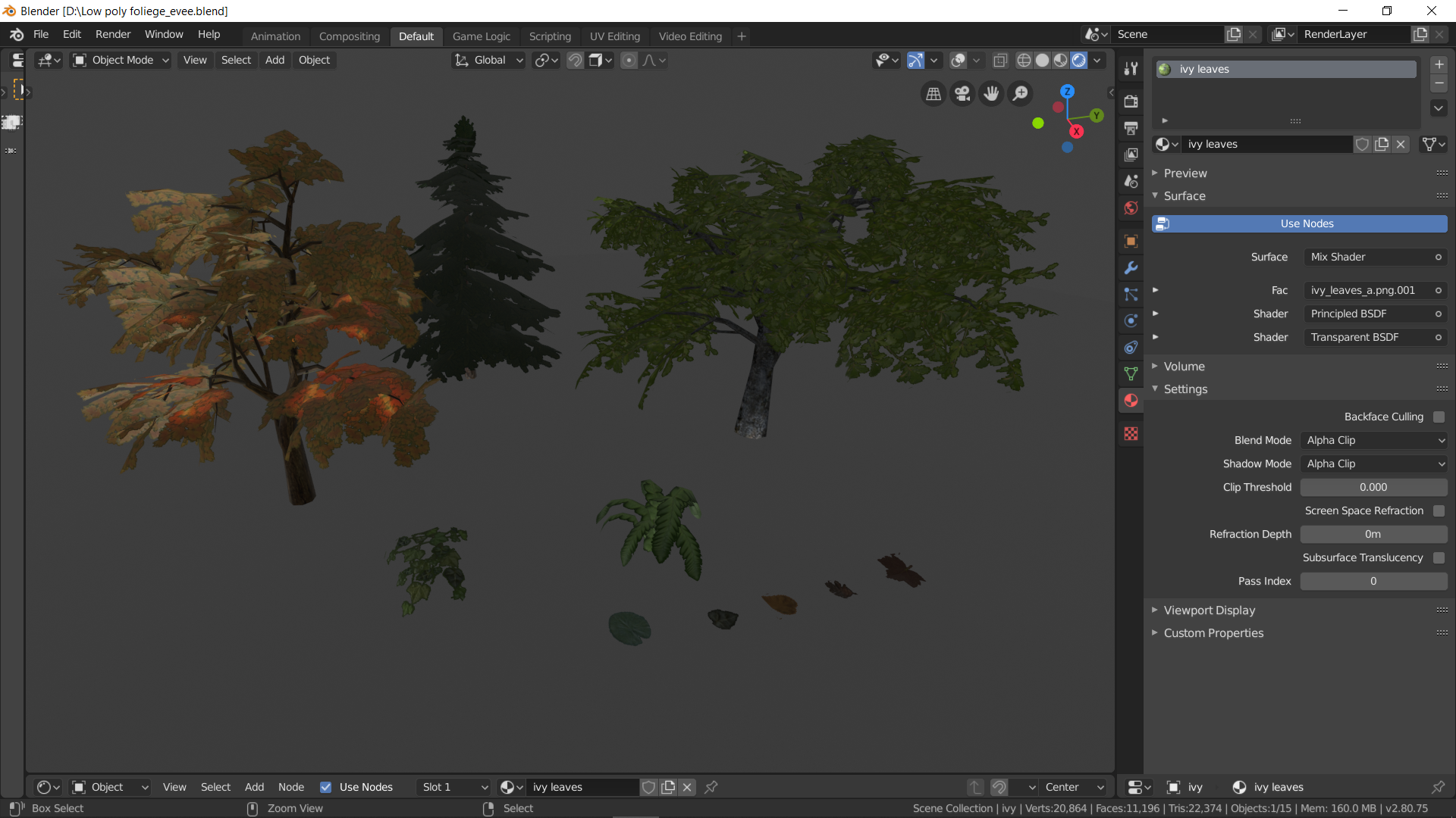 low poly foliage - blendswap #7131 ported to eevee