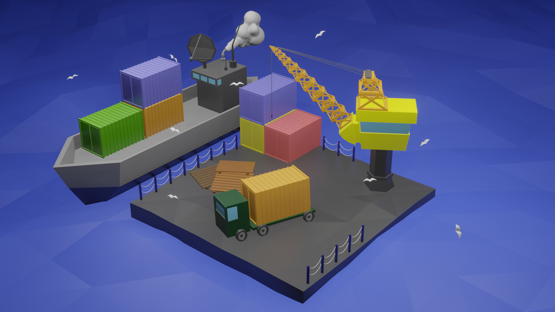 low poly port