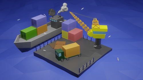low poly port
