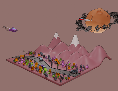 Mars cartoon scene
