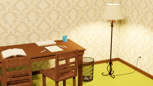 Lamp and desk