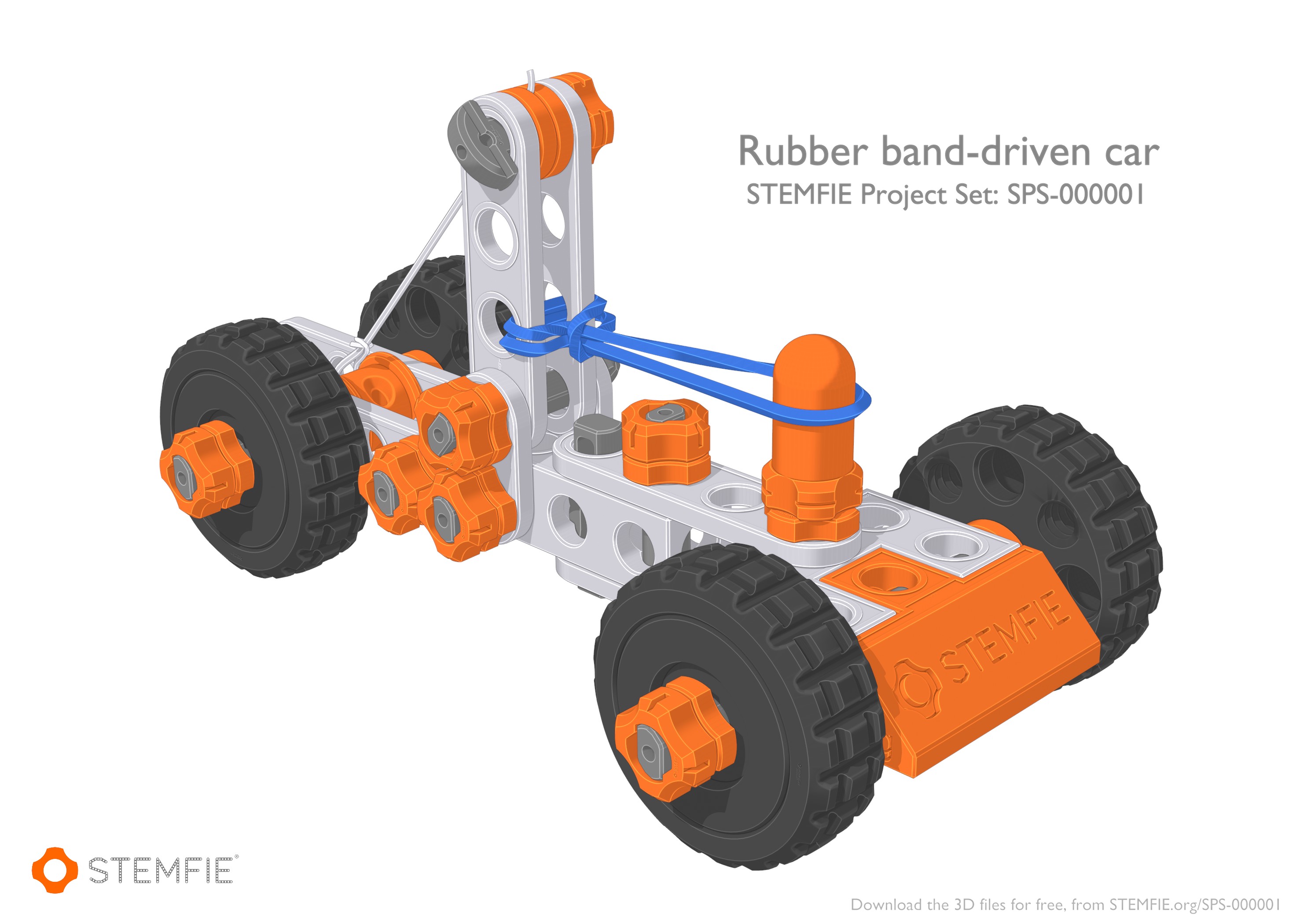 STEMFIE rubber-band-driven car