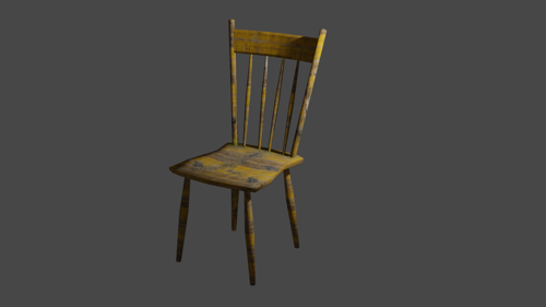 OLD WOODEN CHAIR (LOW-POLY)
