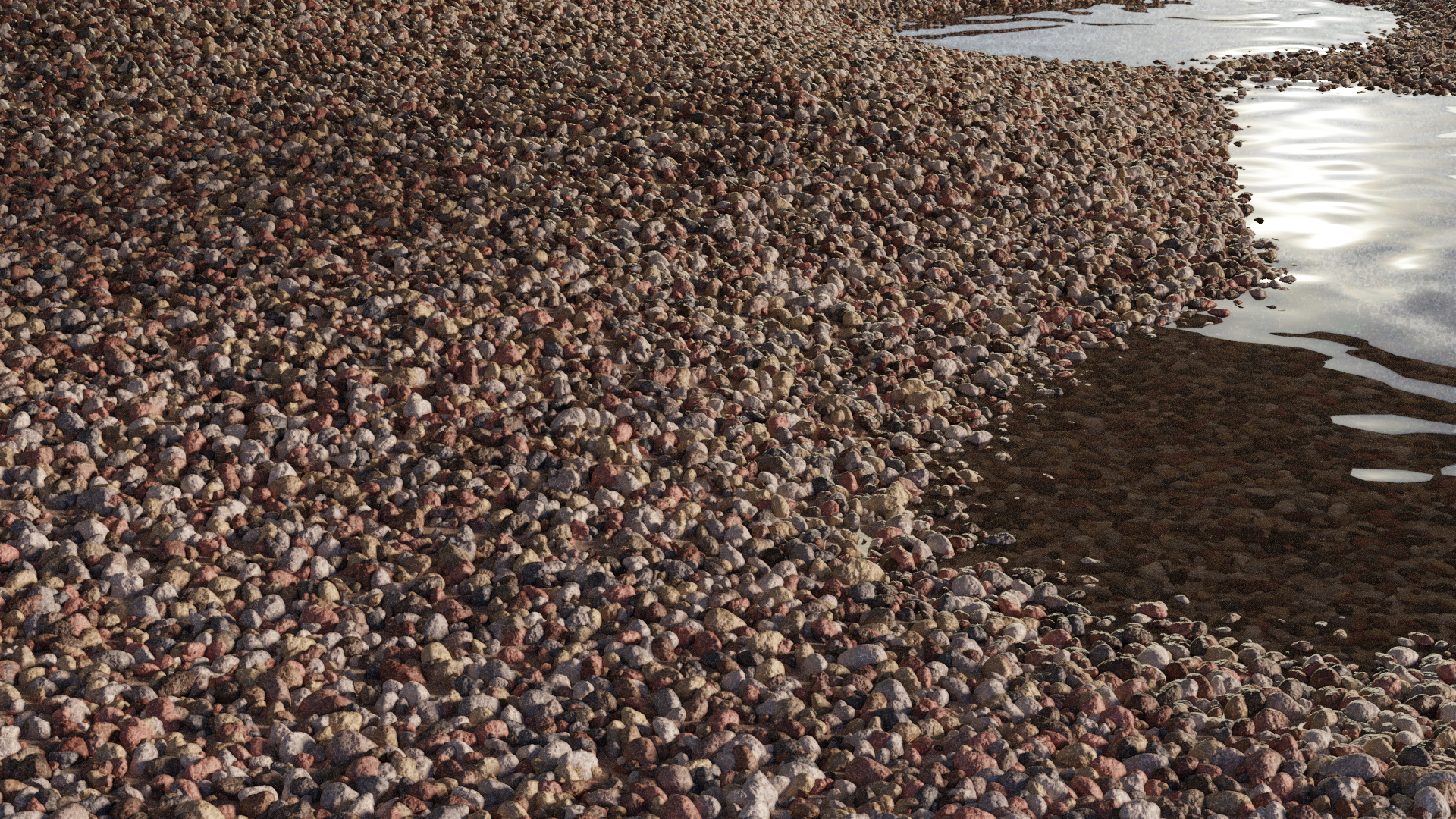 Gravel and puddle