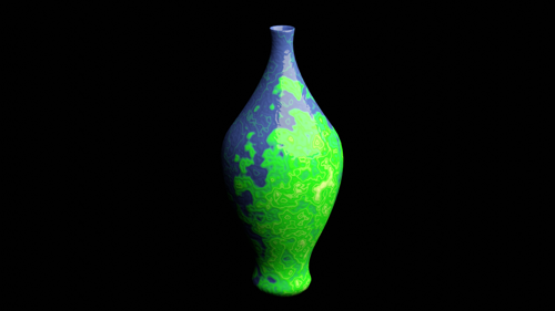 Blue ceramic vase with green mosaic