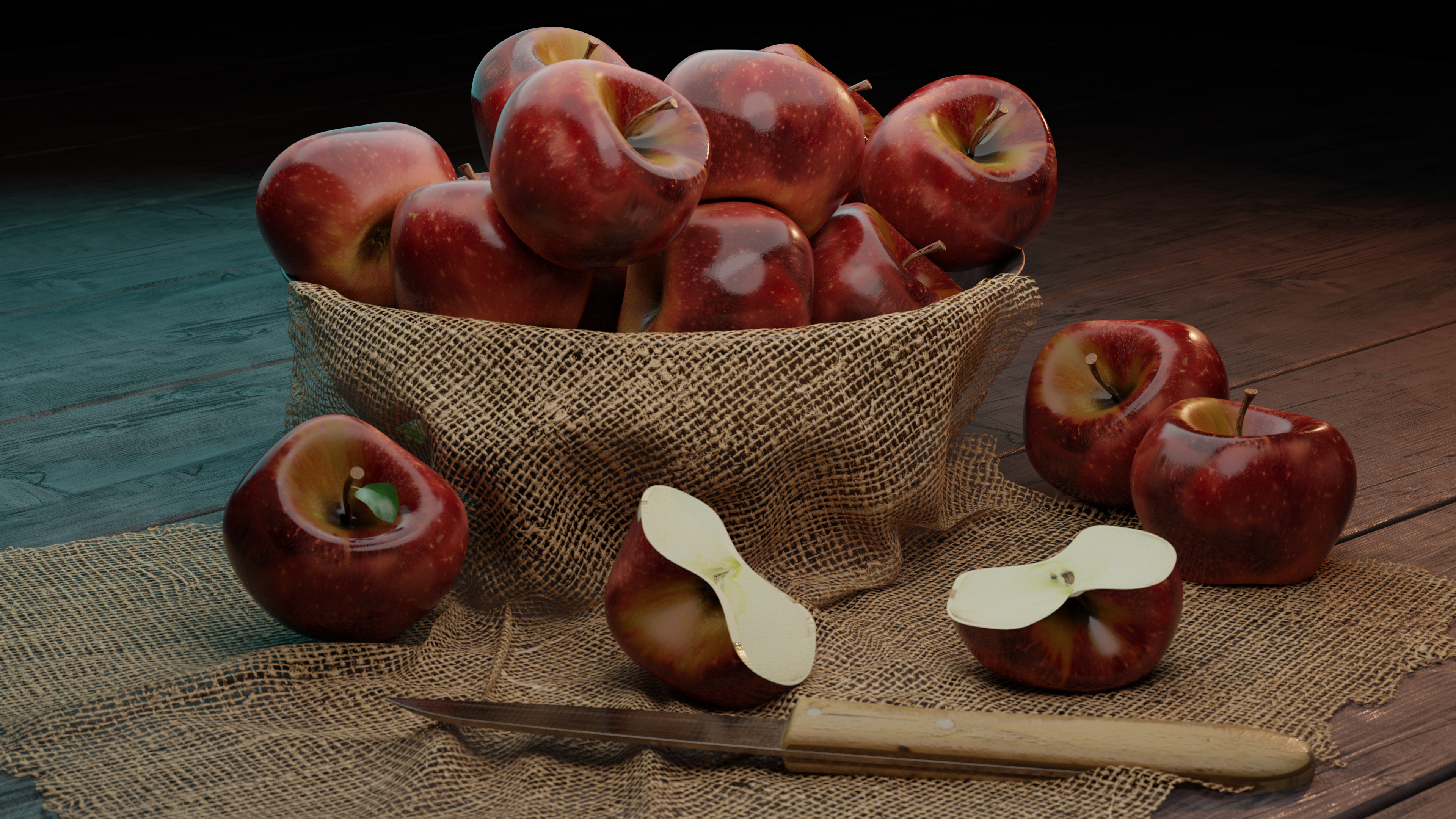 Realistic apple with cotton fabric