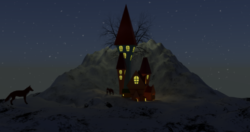 Low Poly Mountain Scene