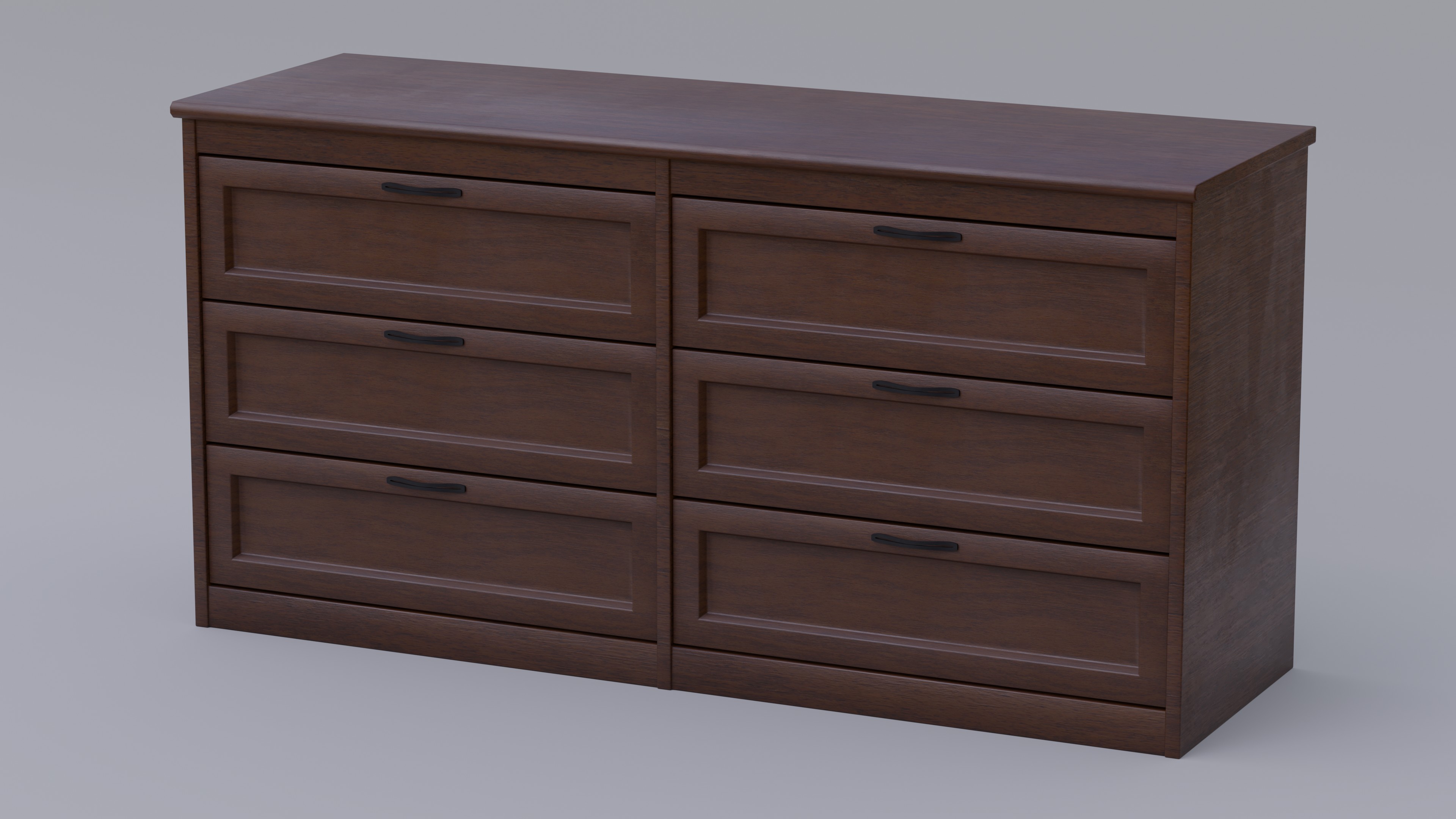 Dark Wood Dresser With Fully Modelled Drawers