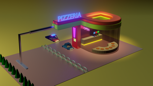 Low Poly Pizza Shop
