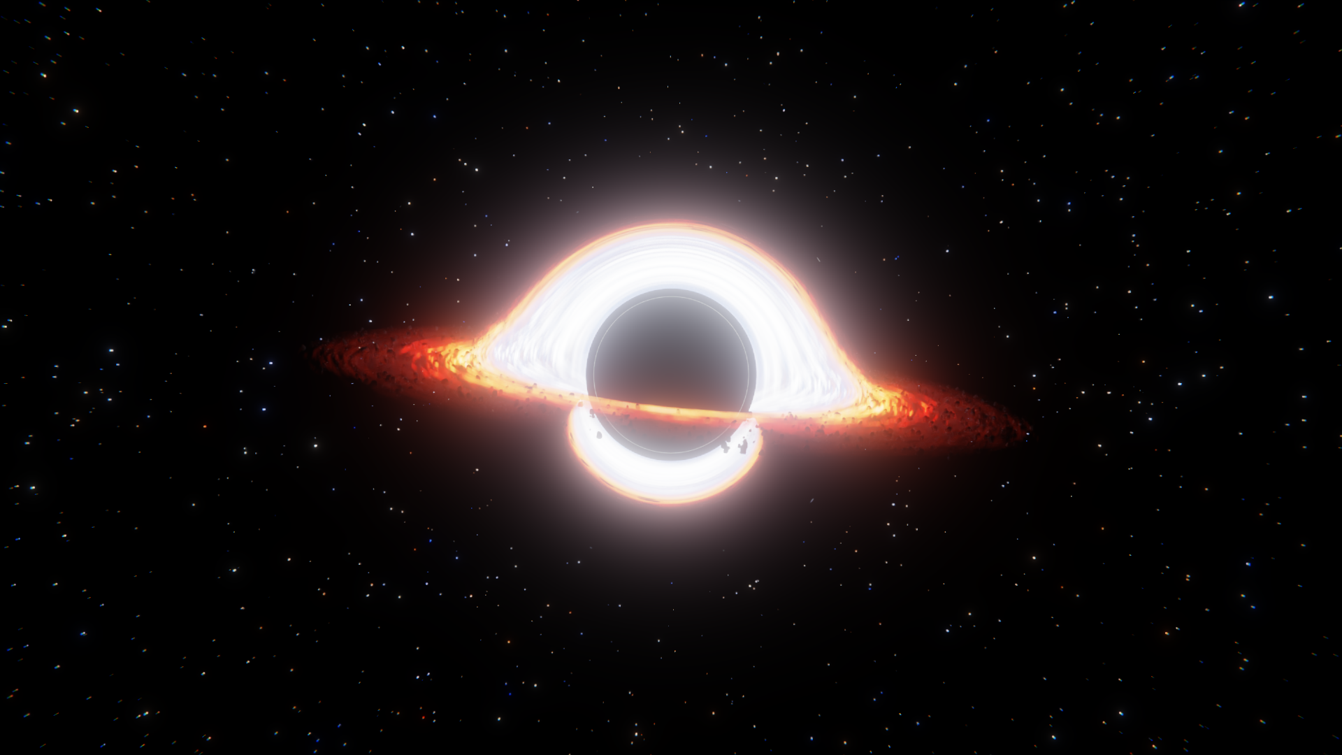 Realistic Black Hole + Accretion Disk + Galaxy Background