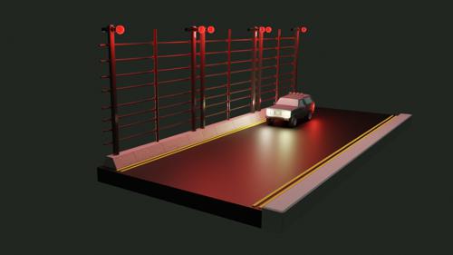A road with a tall gate