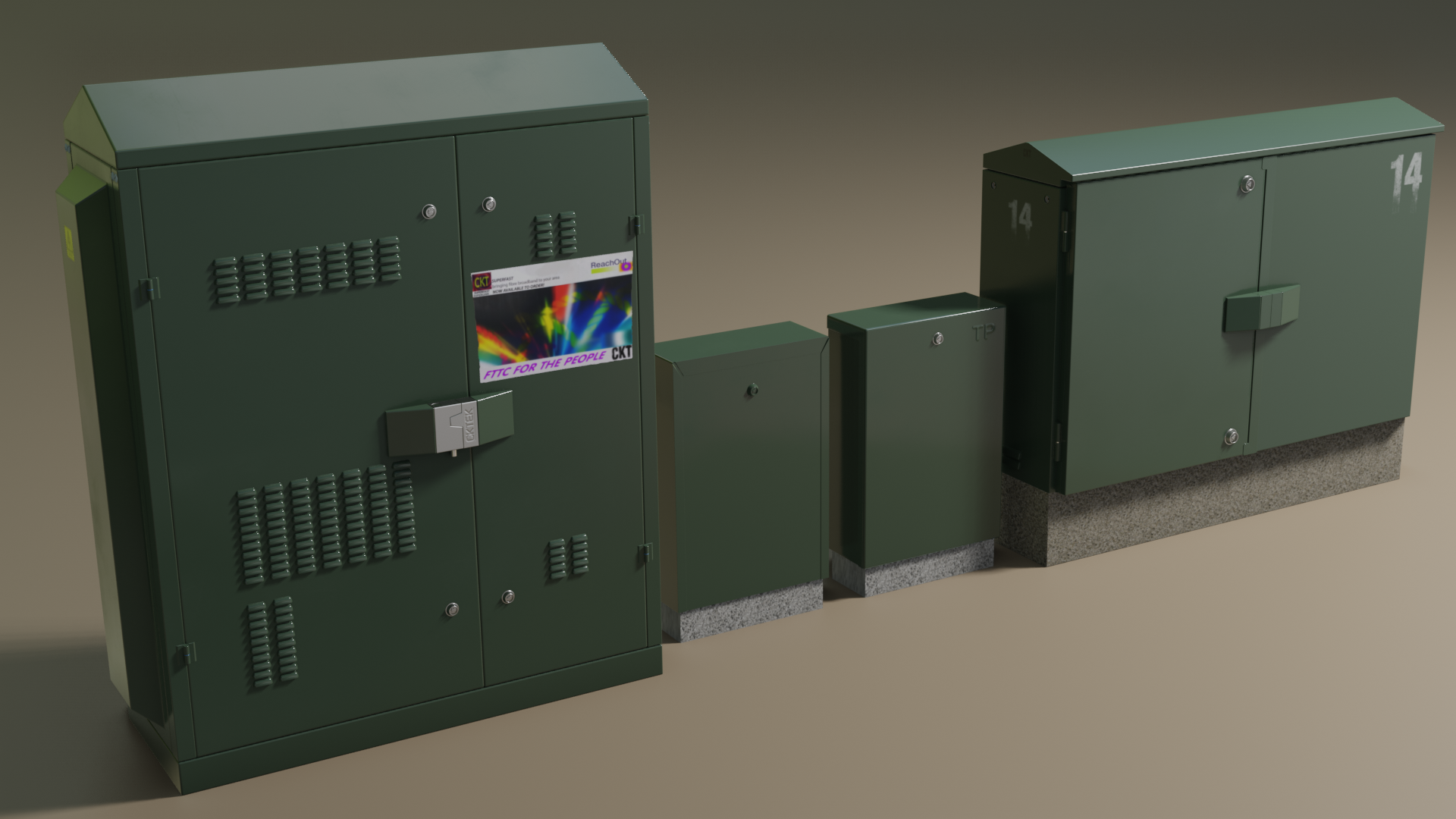 Green roadside cabinets