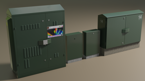 Green roadside cabinets