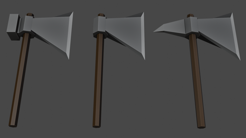 Set of 3 low poly axes