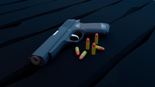 Low poly pistol sceene