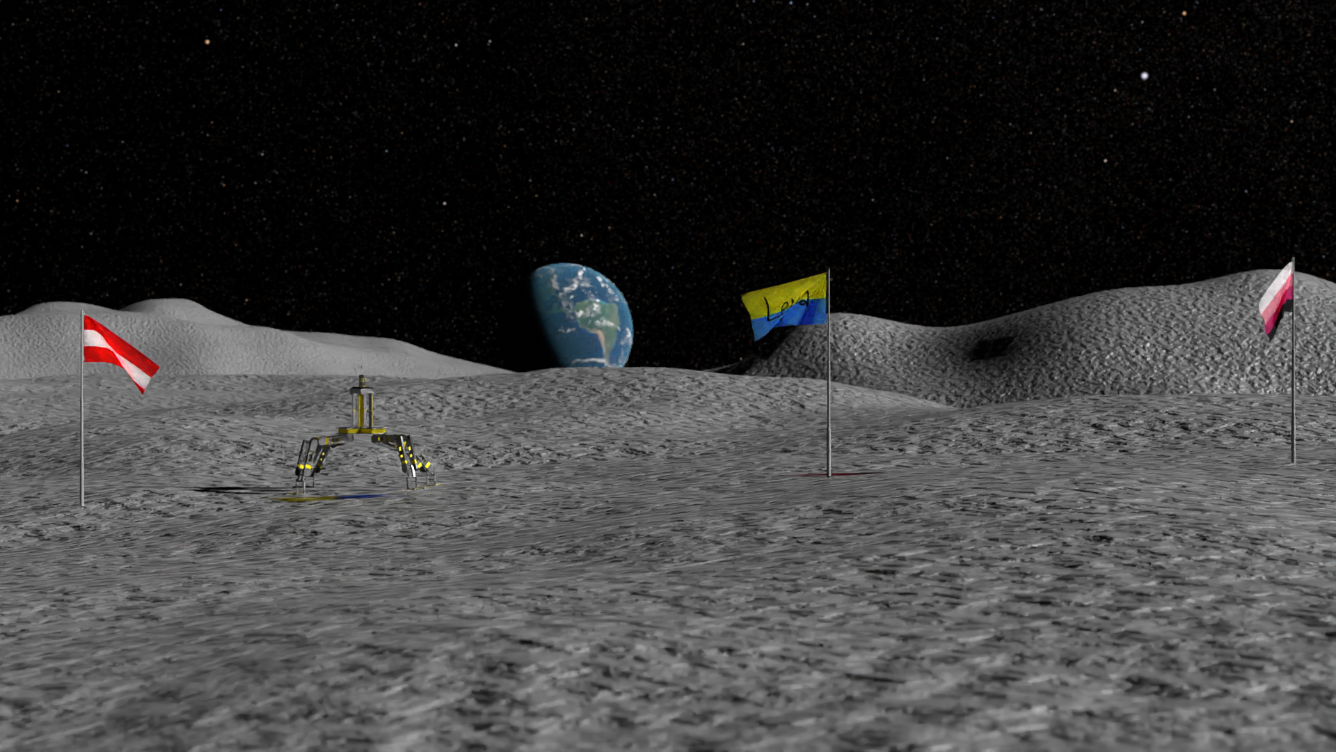 Moon with Flags