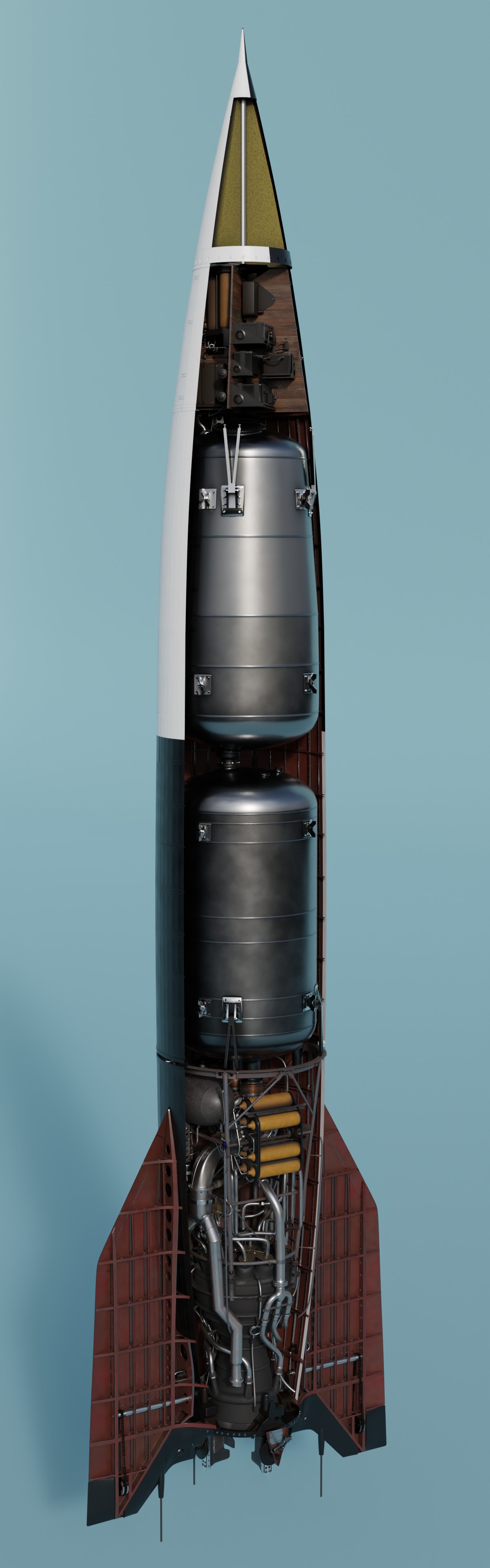 V2 Rocket (with interior), launch pad and transport trailer