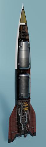 V2 Rocket (with interior), launch pad and transport trailer