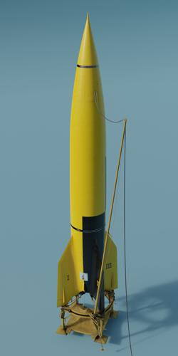 V2 Rocket (with interior), launch pad and transport trailer