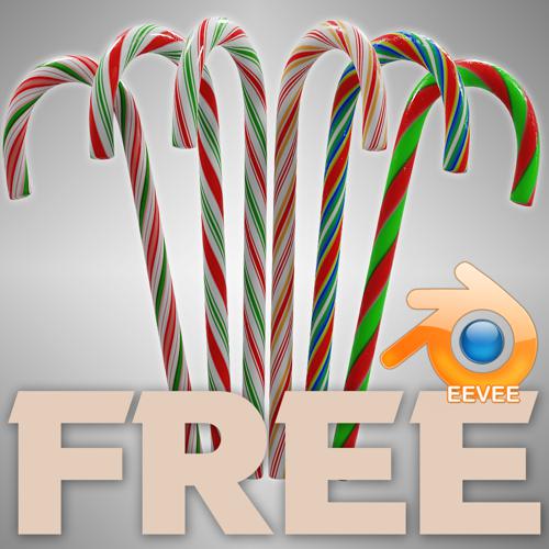 Low Poly Candy Canes With Procedural Materials