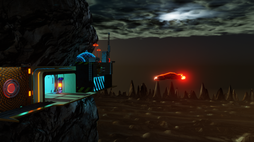 Sifi Station in Mountain Concept Scene
